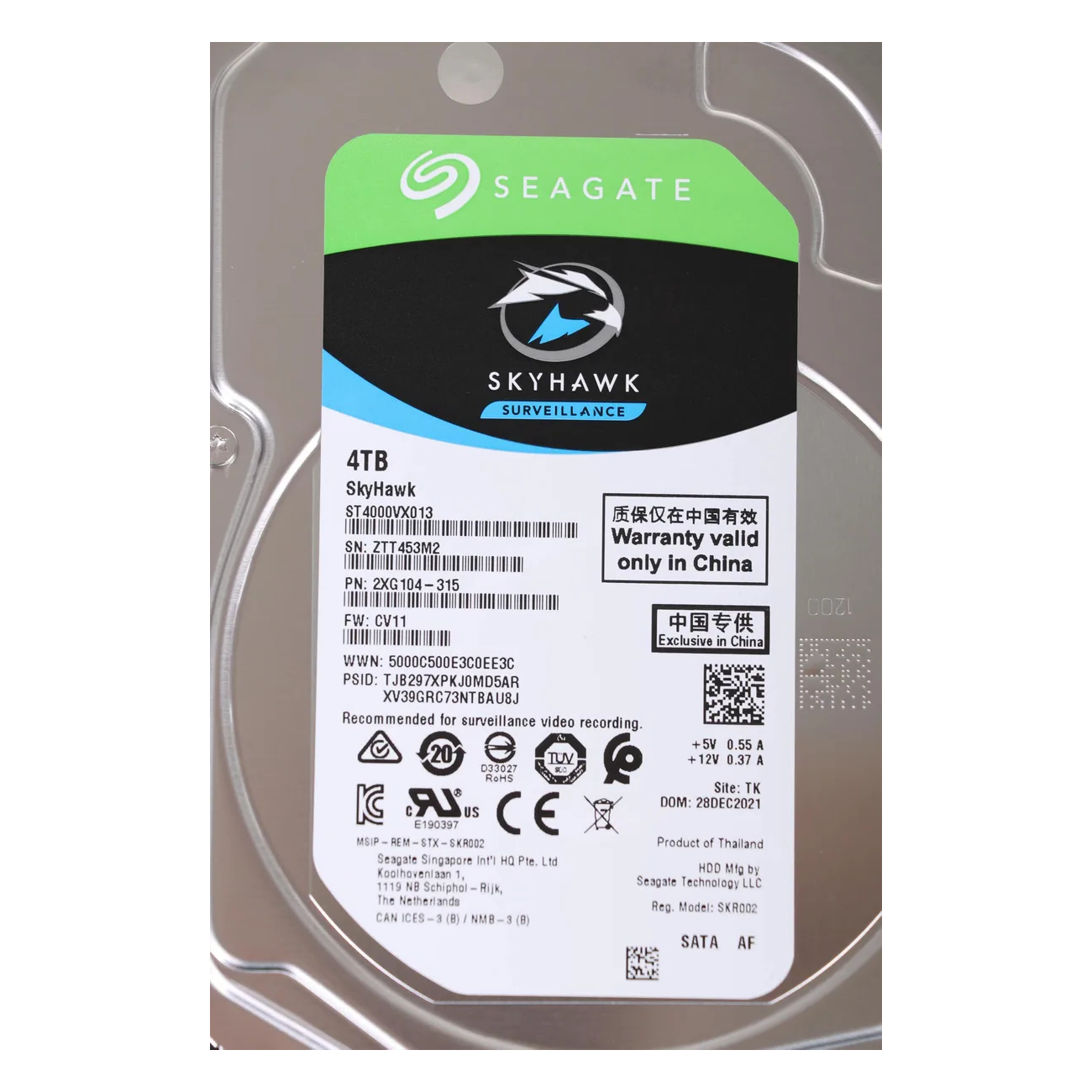 Жёсткий диск Seagate SkyHawk Surveillance HDD, 3.5" 4TB, ST4000VX013 SATA 6Gb/s, SkyHawk
Жёсткий диск Seagate SkyHawk Surveillance HDD, 3.5" 4TB, ST4000VX013 SATA 6Gb/s, SkyHawk