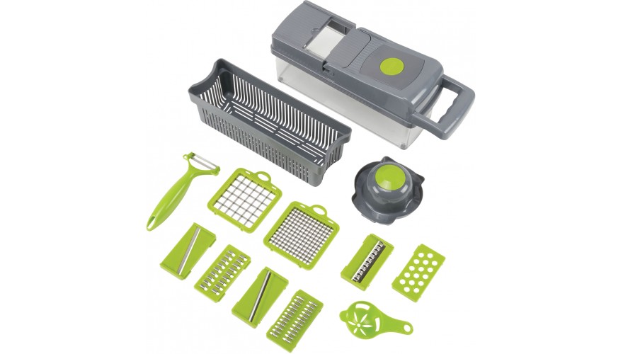 Многофункциональный измельчитель для овощей Kitchen Ideas Veggie Slicer 14 in 1, Серый;зеленый
Многофункциональный измельчитель для овощей Kitchen Ideas Veggie Slicer 14 in 1, Серый;зеленый