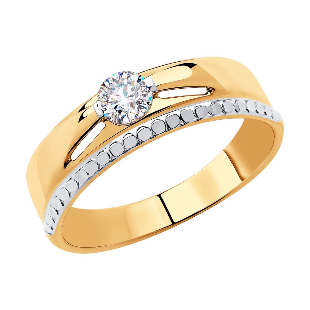 фото Кольцо из красного золота с фианитом р. 17.5 diamant 51-110-00646-1