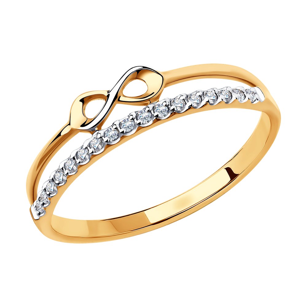 фото Кольцо из красного золота с фианитом р. 17 diamant 51-110-00749-1