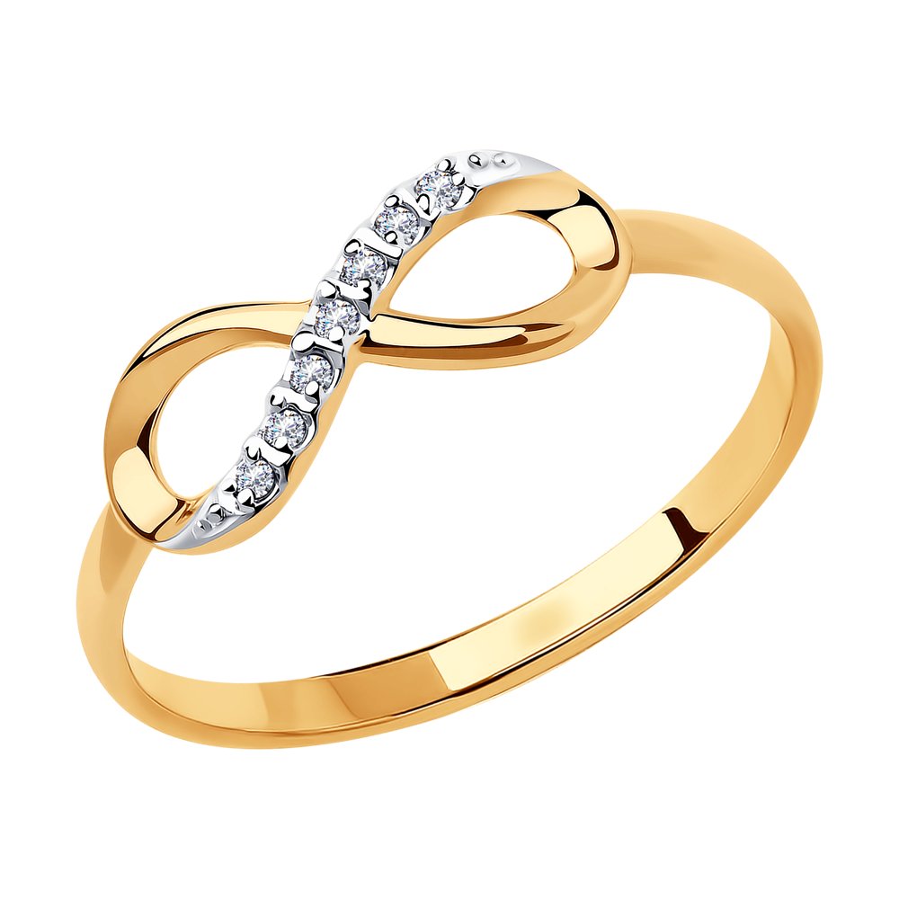 фото Кольцо из красного золота с фианитом р. 16.5 diamant 51-110-00787-1
