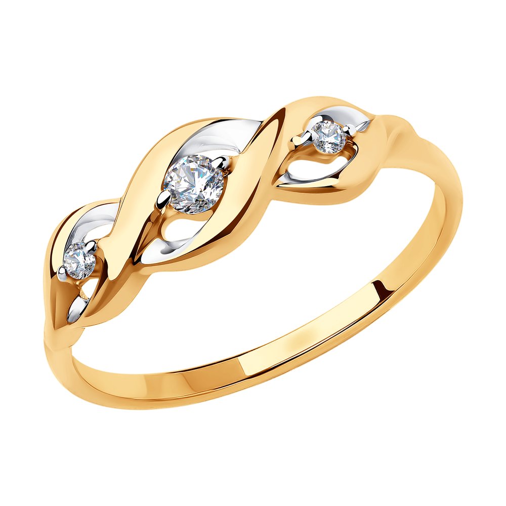 фото Кольцо из красного золота с фианитом р. 17 diamant 51-110-00857-1