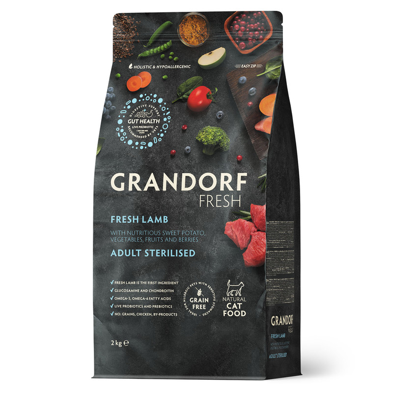Сухой корм для кошек GRANDORF Fresh, для стерилизованных, ягненок, батат, 2 кг
Сухой корм для кошек GRANDORF Fresh, для стерилизованных, ягненок, батат, 2 кг