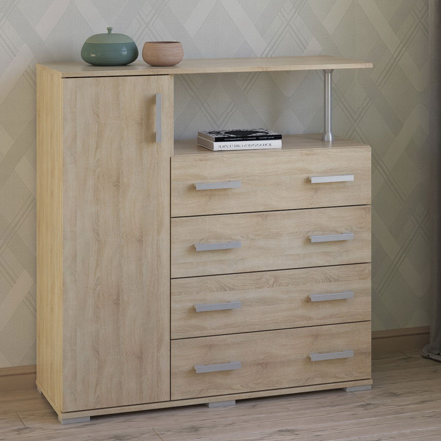 Комод с 4 ящиками, узкой дверкой и полочкой МагМебель №10 дуб сонома, Комод с 4 ящиками, узкой дверкой и полочкой №10
Комод с 4 ящиками, узкой дверкой и полочкой МагМебель №10 дуб сонома, Комод с 4 ящиками, узкой дверкой и полочкой №10