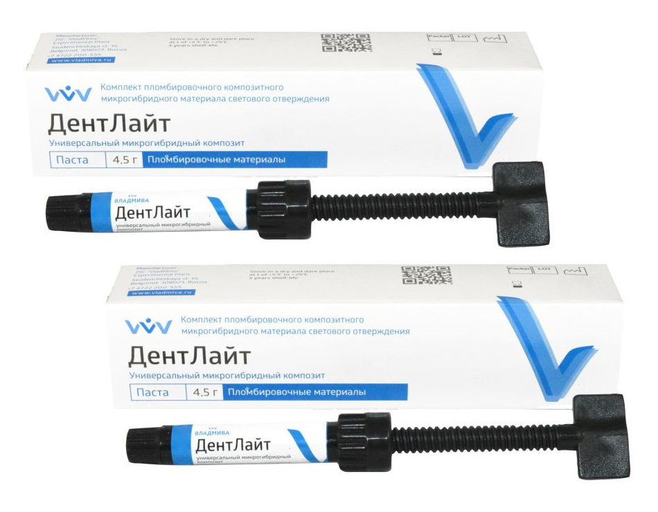 Комплект Универсальная композитная паста-шприц ВладМива ДентЛайт оттенок EA1 4,5 гр х 2 шт, Комплект Универсальная композитная паста-шприц ДентЛайт оттенок EA1 4,5 гр. х 2 шт.
Комплект Универсальная композитная паста-шприц ВладМива ДентЛайт оттенок EA1 4,5 гр х 2 шт, Комплект Универсальная композитная паста-шприц ДентЛайт оттенок EA1 4,5 гр. х 2 шт.