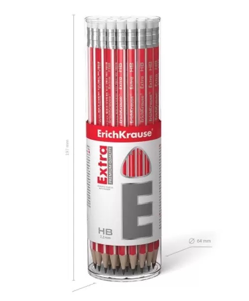 Чернографитный трехгранный карандаш с ластиком ErichKrause Extra HB (в тубусе по 42 шт)
Чернографитный трехгранный карандаш с ластиком ErichKrause Extra HB (в тубусе по 42 шт)