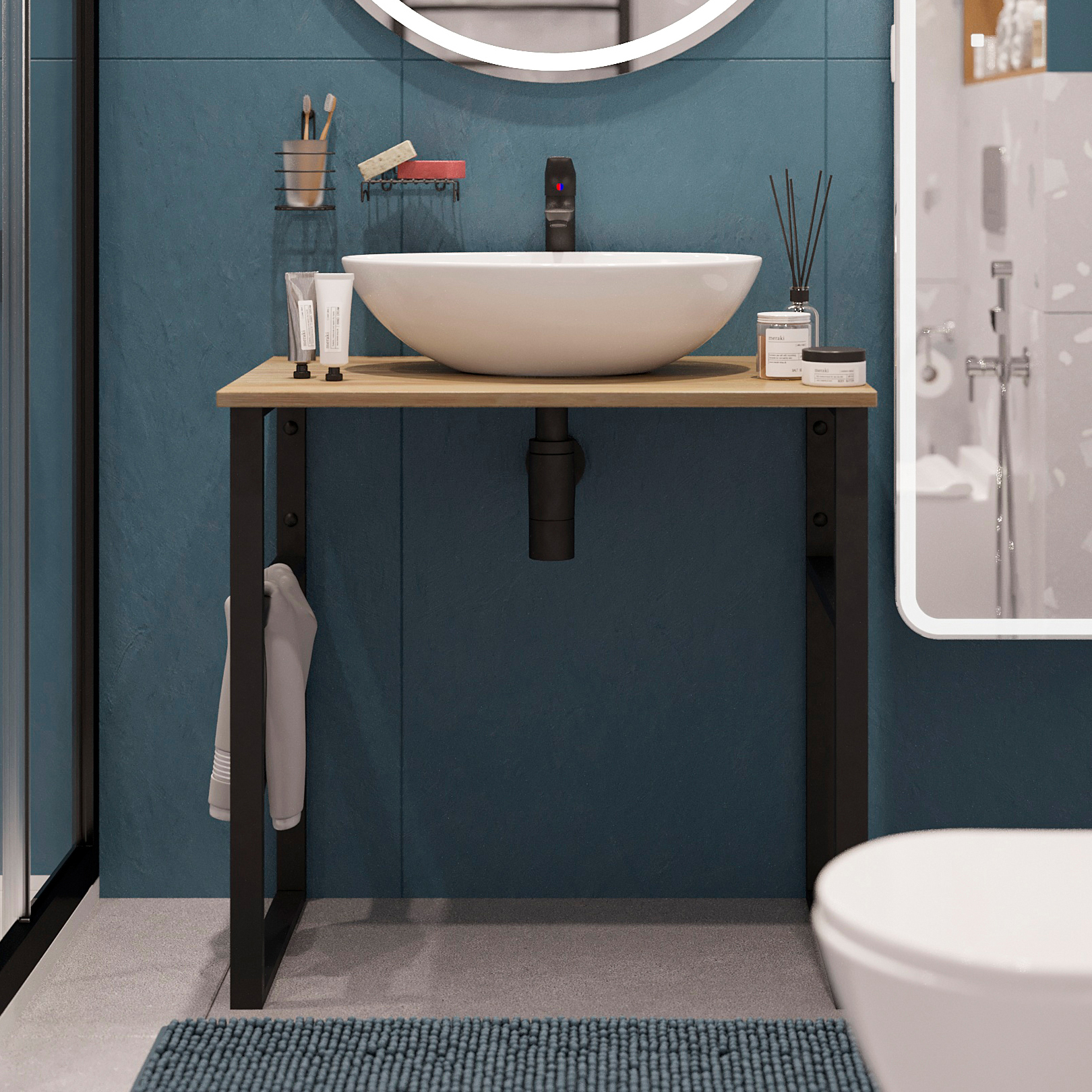 фото Консоль diwo элиста 80 светлое дерево, с раковиной moduo 55 leaf