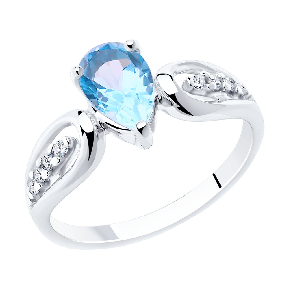 фото Кольцо из серебра с топазом/фианитом р. 16.5 diamant 94-310-00527-1