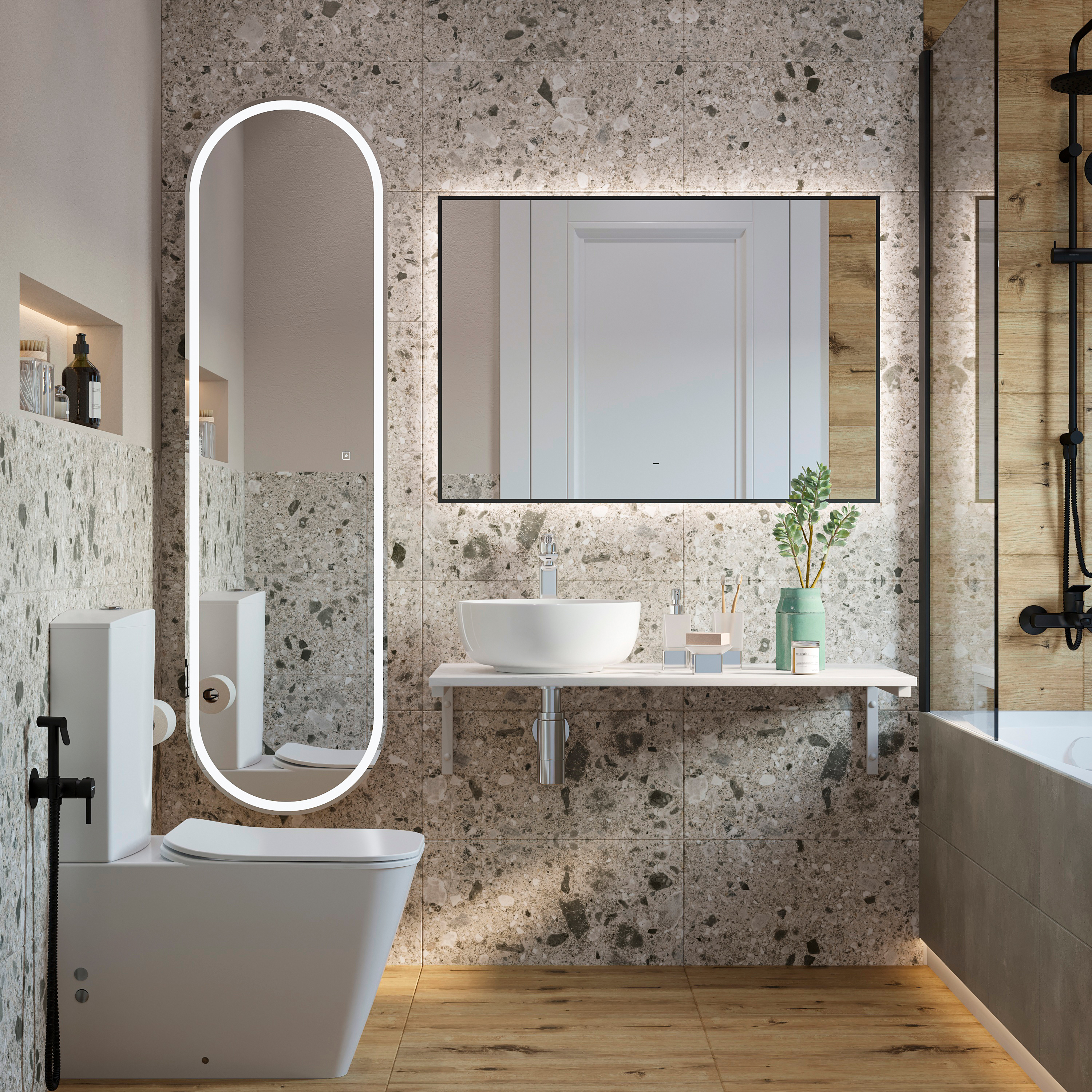 фото Мебель для ванной diwo элиста 100 белый мрамор, с раковиной moduo 40 ring