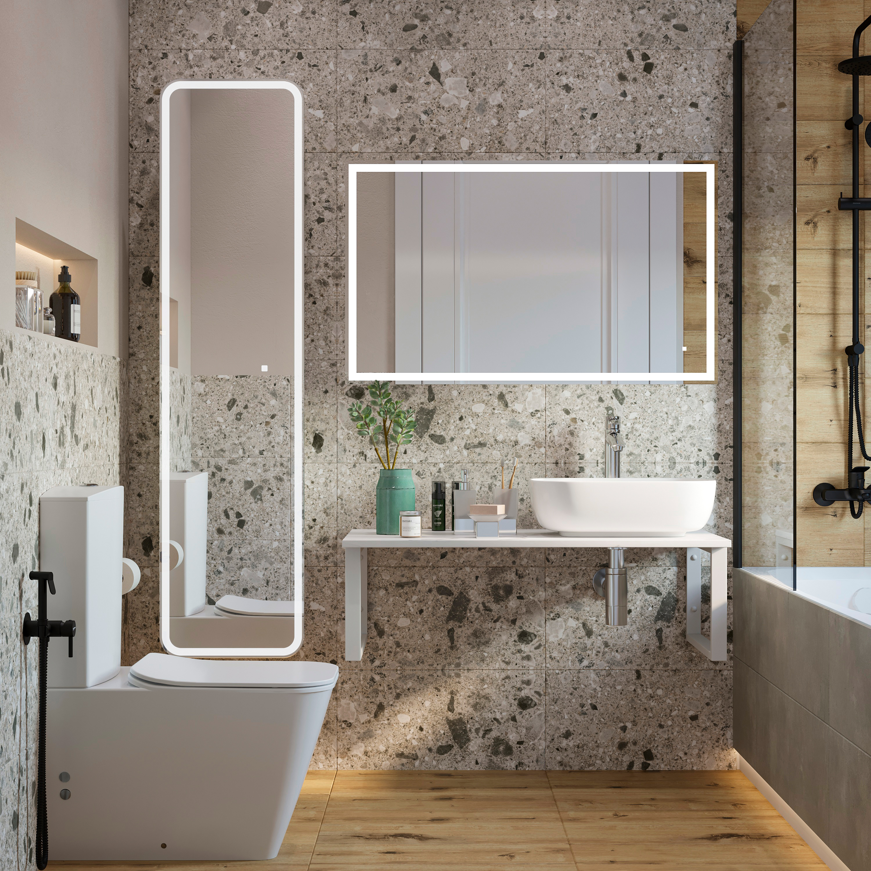 фото Мебель для ванной diwo элиста 100 белый мрамор, с раковиной moduo 50 square