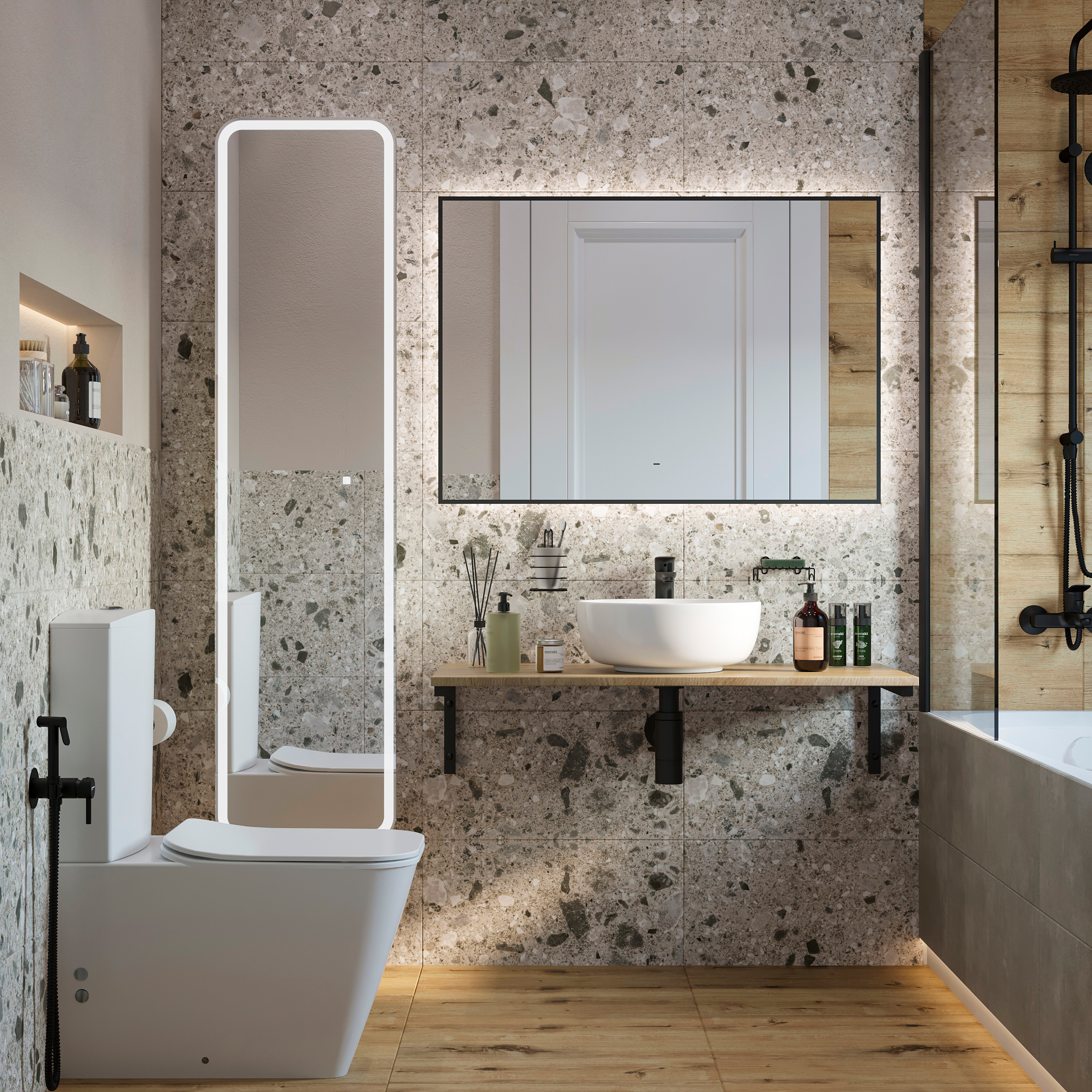 фото Мебель для ванной diwo элиста 100 светлое дерево, с раковиной moduo 40 ring