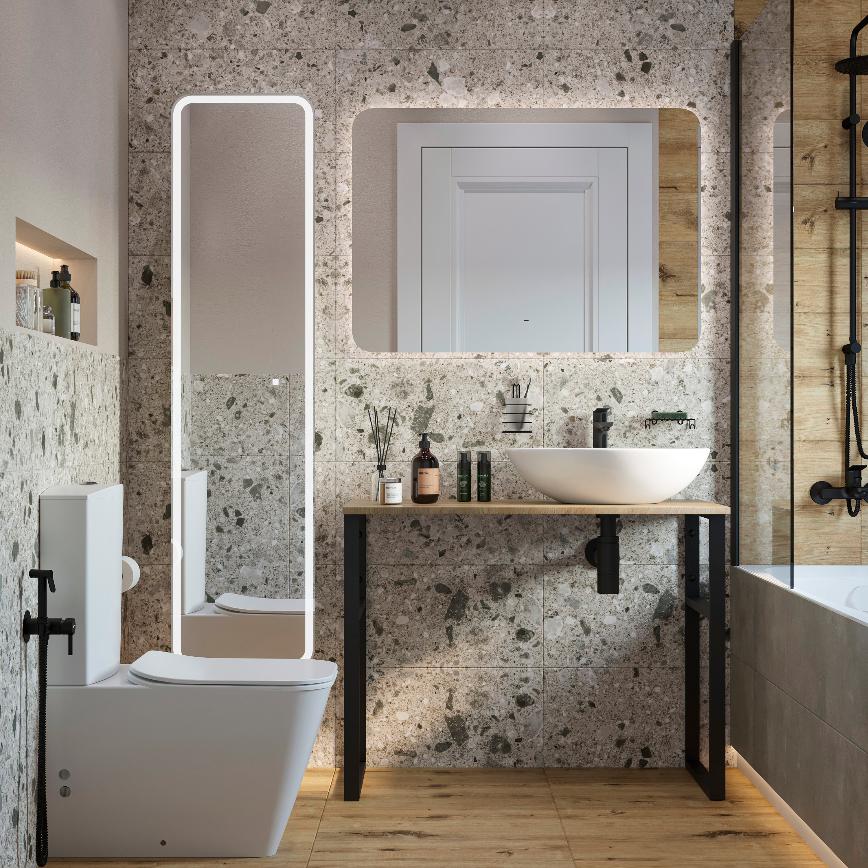 фото Мебель для ванной diwo элиста 100 светлое дерево, с раковиной moduo 55 leaf (комплект, гар