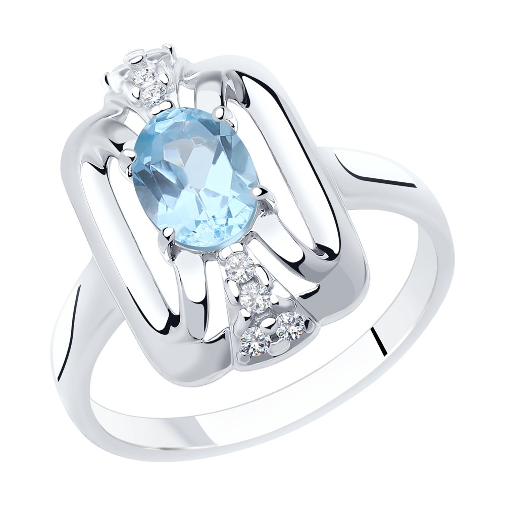 фото Кольцо из серебра с топазом и фианитом р.16.5 diamant 94-310-00688-1
