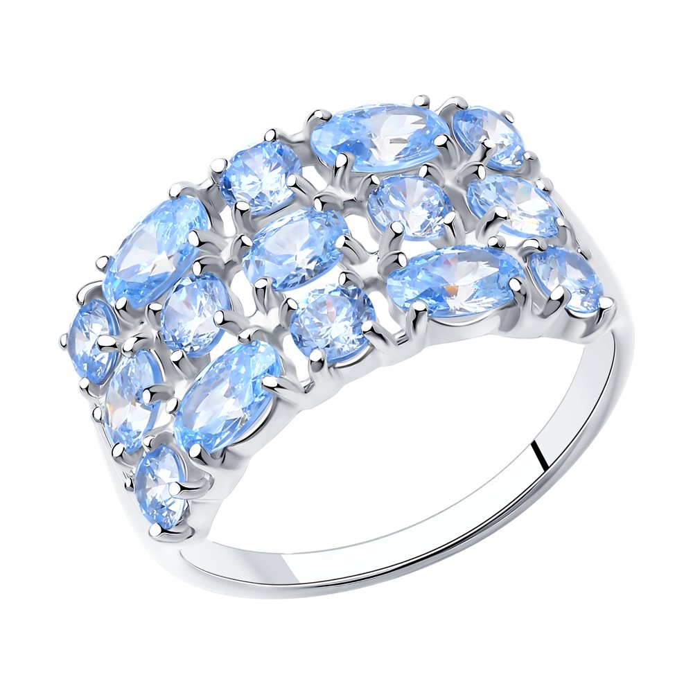 фото Кольцо из серебра с фианитом р. 16.5 diamant 94-110-00665-2