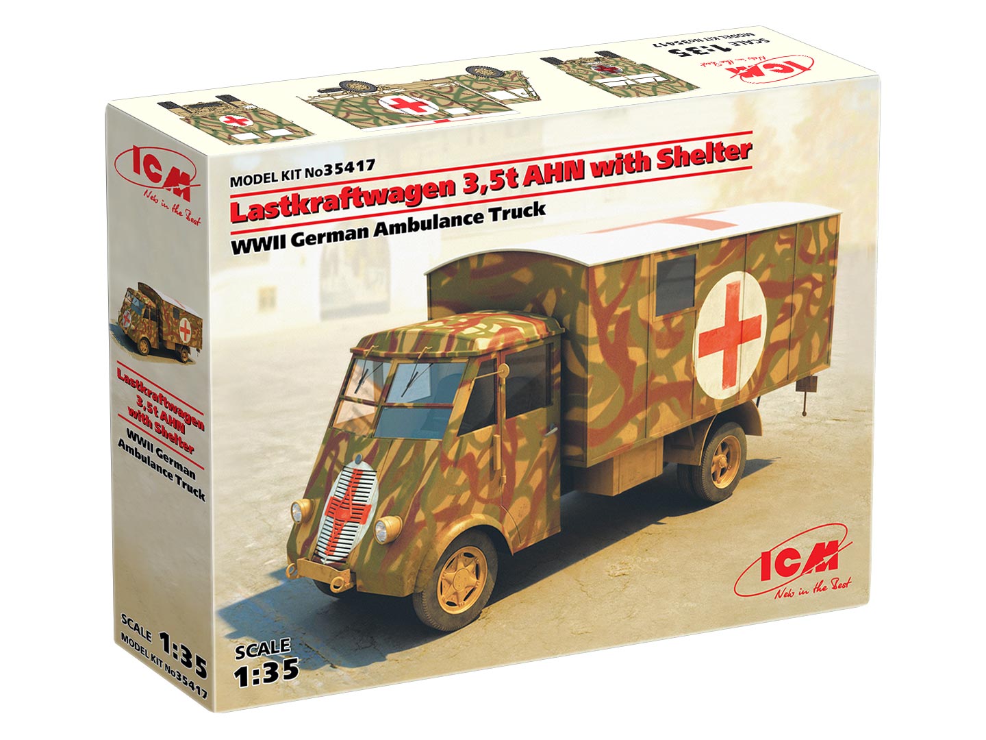 Сборная модель ICM 1/35 Германская воен машина скор помощи Lastkraftwagen 3.5t ANH 35417
Сборная модель ICM 1/35 Германская воен машина скор помощи Lastkraftwagen 3.5t ANH 35417
