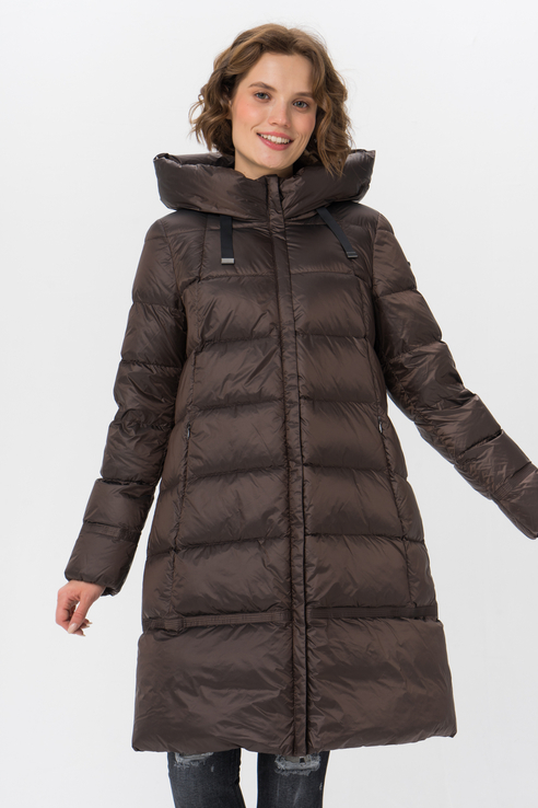 фото Пуховик-пальто женский geox w1426w коричневый 46 ru