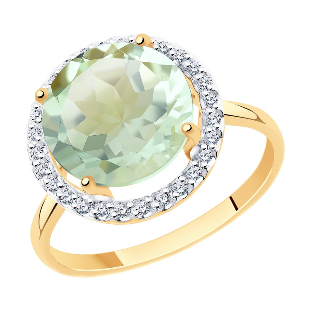 фото Кольцо из красного золота с аметистом и фианитом р.17 sokolov 716027