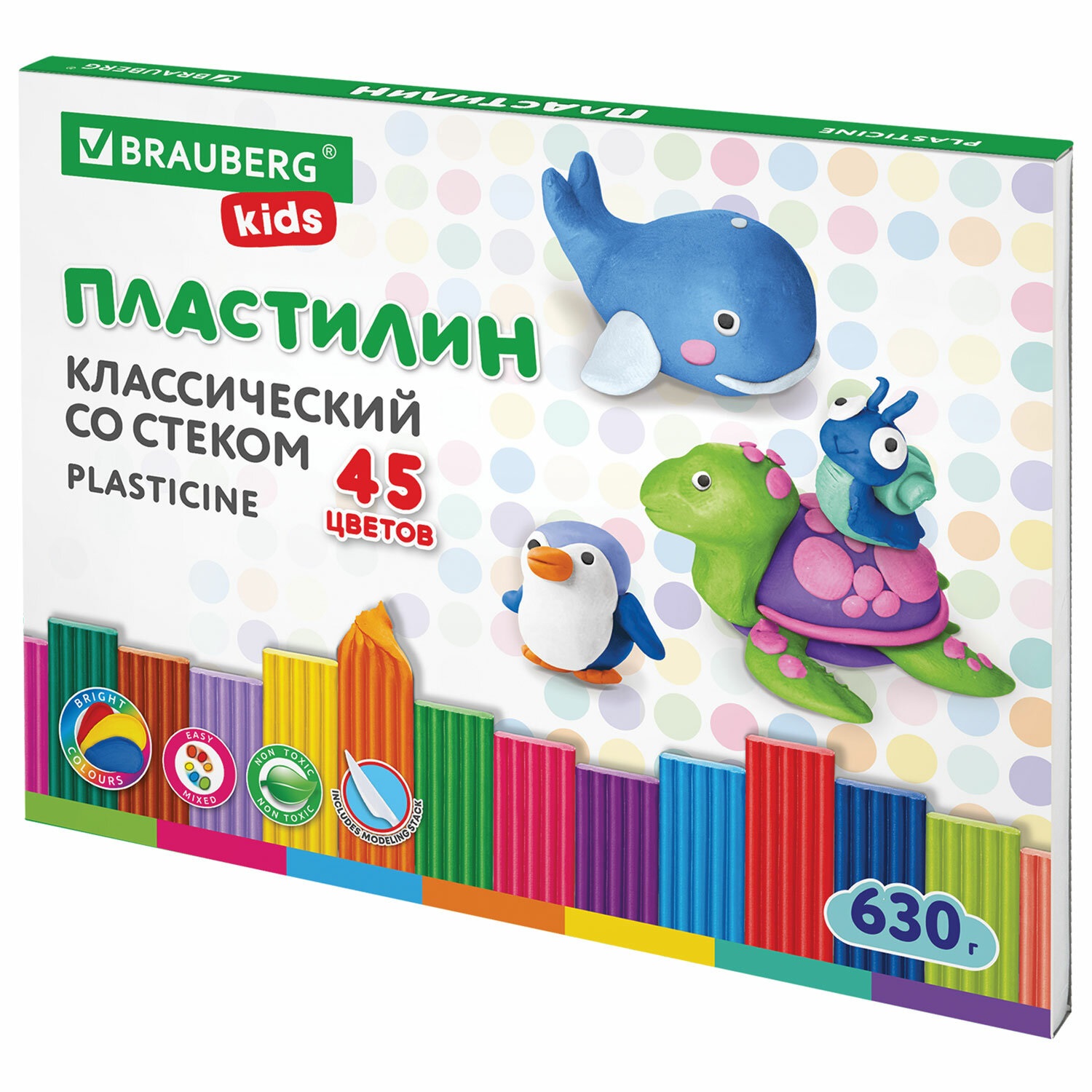 Набор из 2 шт, Пластилин классический BRAUBERG KIDS, 45 цветов, 630 г, стек, ВЫСШЕЕ КАЧЕСТ, Разноцветный
Набор из 2 шт, Пластилин классический BRAUBERG KIDS, 45 цветов, 630 г, стек, ВЫСШЕЕ КАЧЕСТ, Разноцветный