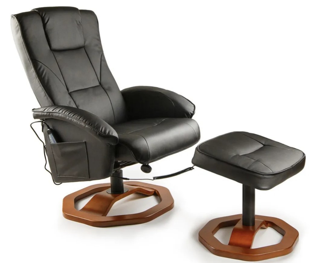 фото Tv-кресло calviano 95 с пуфом (черное, массаж)