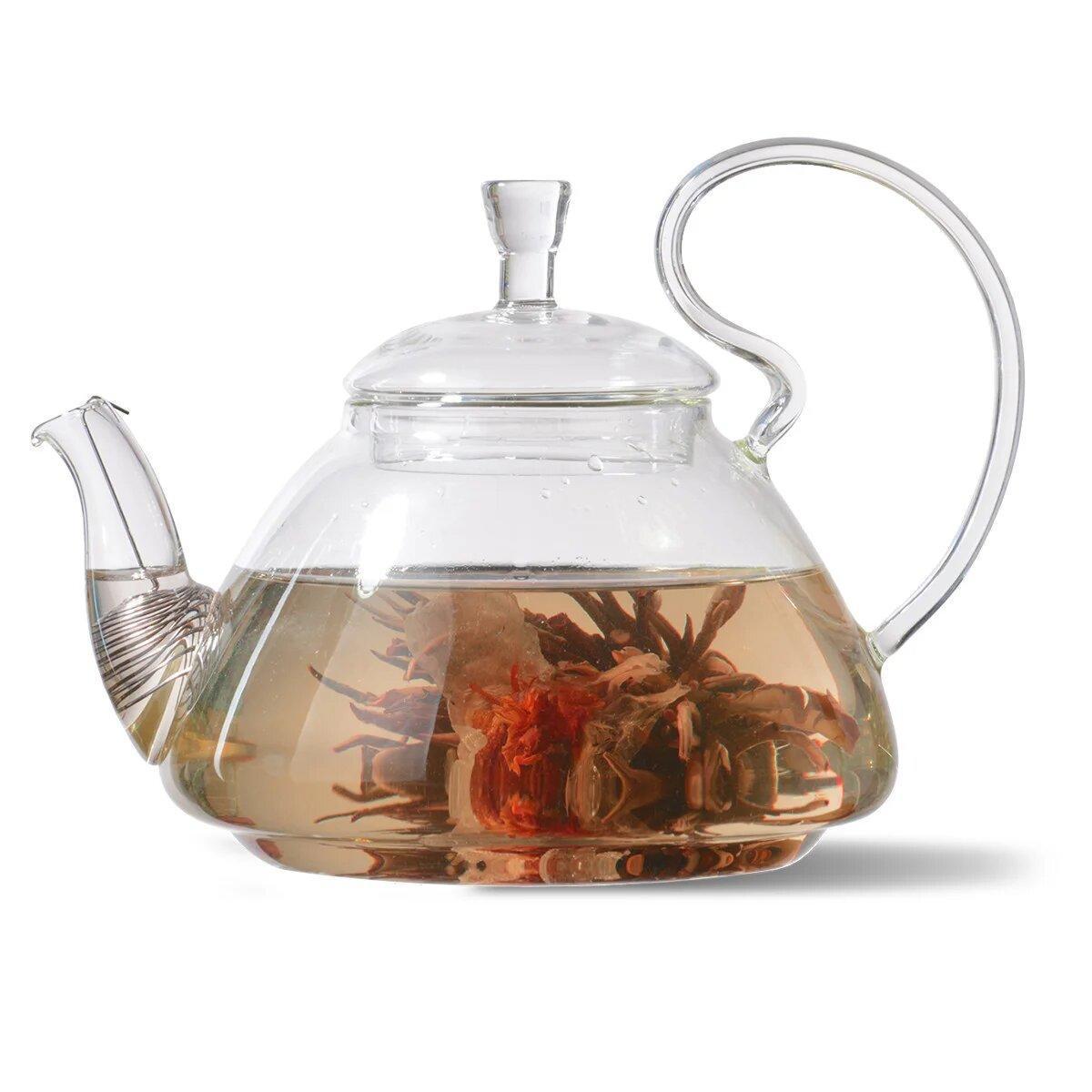 фото Стеклянный заварочный чайник tima дикая вишня