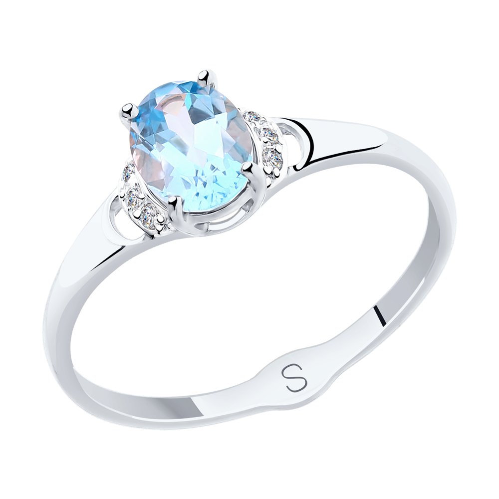 Кольцо из белого золота с фианитом/топазом р. 16 SOKOLOV 715500-3, 715500-3 
Кольцо из белого золота с фианитом/топазом р. 16 SOKOLOV 715500-3, 715500-3