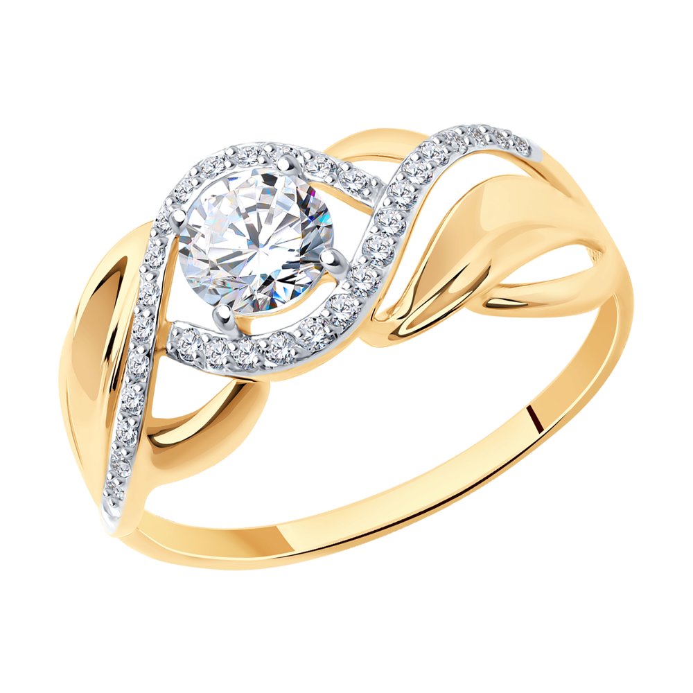 фото Кольцо из красного золота с фианитом р. 20.5 sokolov 017424