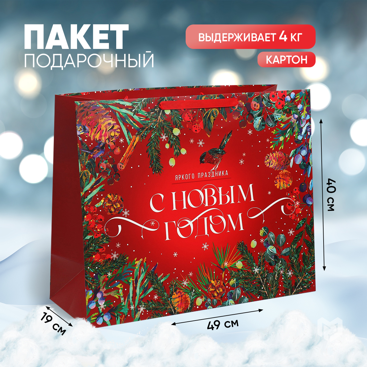 Пакет Дарите Счастье ламинированный горизонтальный «Новогодняя сказка» XL 49 х 40 х 19 см, Красный, Razmer49_40_19
Пакет Дарите Счастье ламинированный горизонтальный «Новогодняя сказка» XL 49 х 40 х 19 см, Красный, Razmer49_40_19