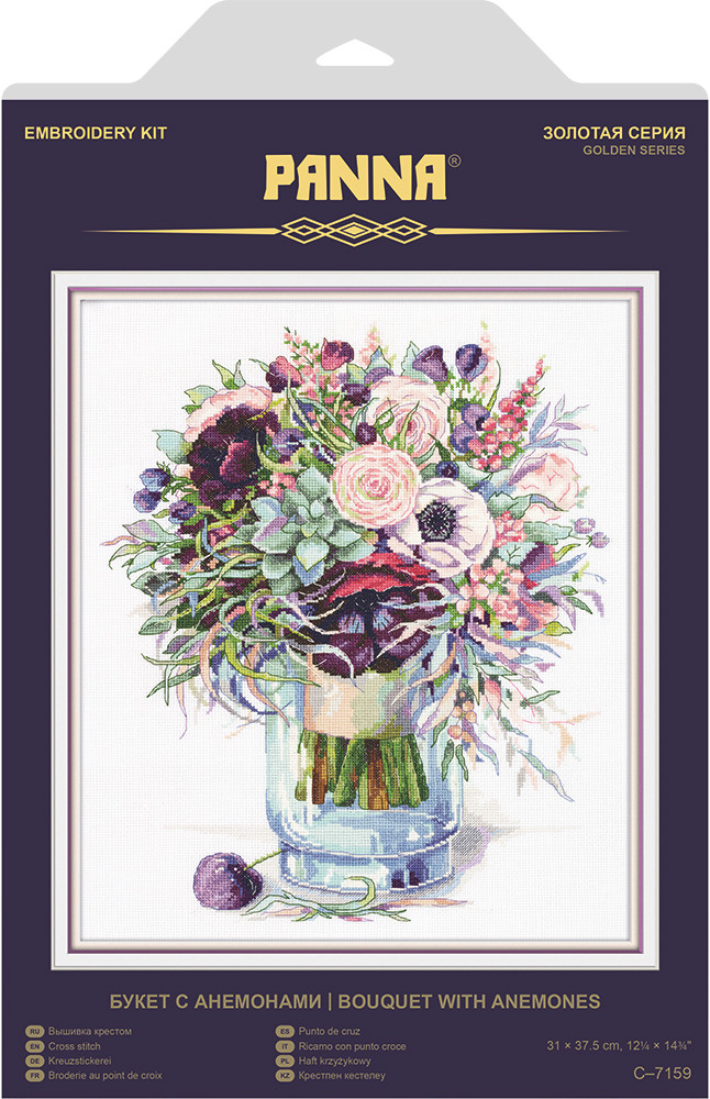 Набор для вышивания крестом Panna "Золотая серия, Букет с анемонами", 31x37,5 см, арт. C-7
Набор для вышивания крестом Panna "Золотая серия, Букет с анемонами", 31x37,5 см, арт. C-7