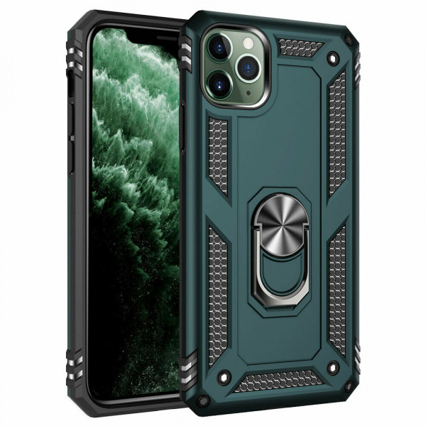 фото Ударопрочный чехол serge ring магнитный держатель для iphone 11 pro (темно-зеленый) epik