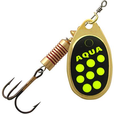 фото Блесна для рыбалки aqua aglia 10,0g, лепесток № 4, a0-21 (золото, черный, желтый), 1шт.