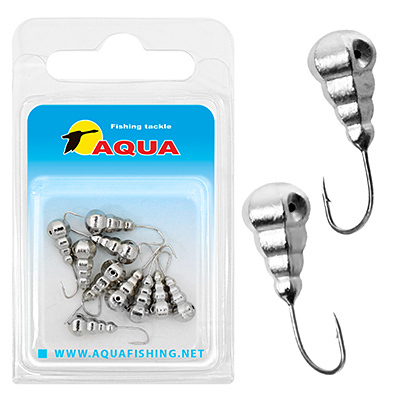 фото Мормышка вольфрамовая aqua "личинка с отверстием" d 5мм, крючок 14, никель, 10шт.