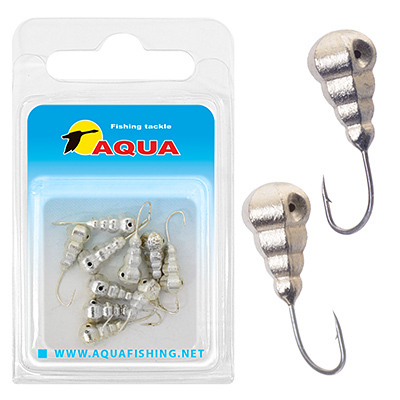 фото Мормышка вольфрамовая aqua "личинка с отверстием" d 5мм, крючок 14, серебро, 10шт.