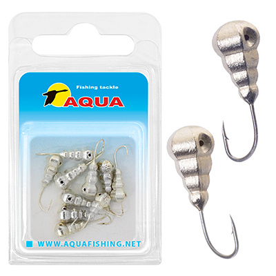 фото Мормышка вольфрамовая aqua "личинка с отверстием" d 5мм, крючок 12, серебро, 10шт.