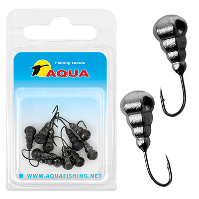 фото Мормышка вольфрамовая aqua "личинка с отверстием" d 3мм, крючок 18, черный никель, 10шт.