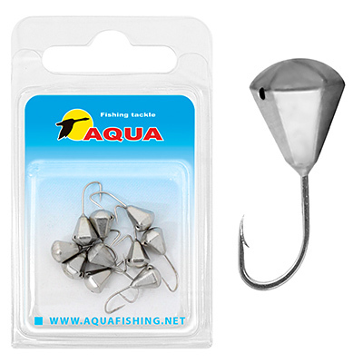 фото Мормышка вольфрамовая aqua "пирамида с отверстием" №3 крючок 18, никель (блистер)