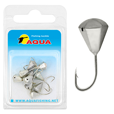 фото Мормышка вольфрамовая aqua "пирамида с отверстием" №3 крючок 18, серебро (блистер)