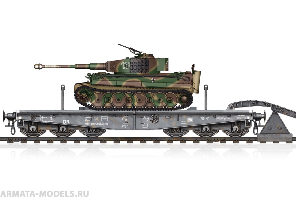 82934 Платформа с танком Plattformwagen Type SSyms 80/Pz.Kpfw.VI Ausf.E Tiger I 
82934 Платформа с танком Plattformwagen Type SSyms 80/Pz.Kpfw.VI Ausf.E Tiger I