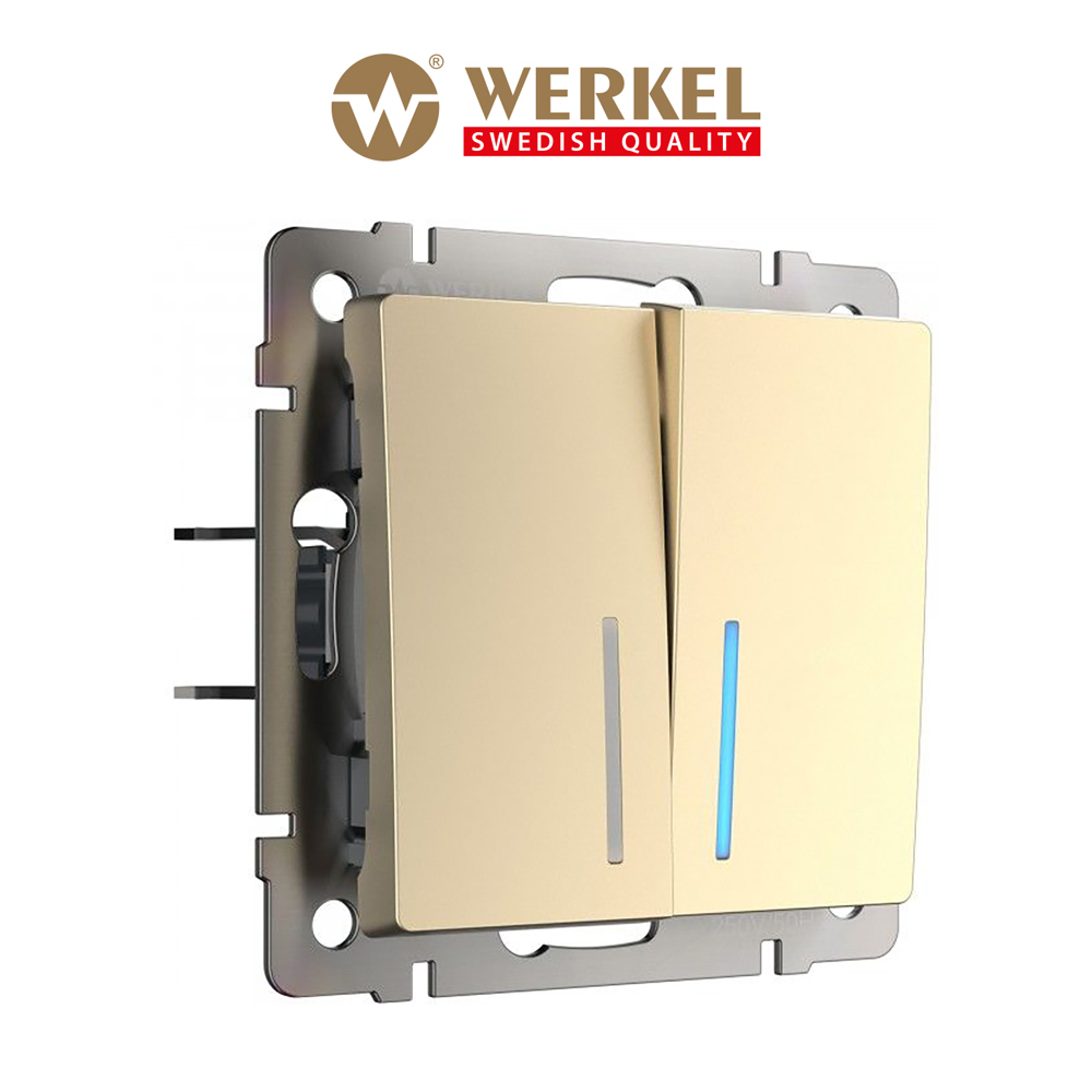 Встраиваемый двухклавишный проходной выключатель Werkel W1122111 шампань с подсветкой 10 А, Золотистый, Выключатель двухклавишный проходной с подсветкой
Встраиваемый двухклавишный проходной выключатель Werkel W1122111 шампань с подсветкой 10 А, Золотистый, Выключатель двухклавишный проходной с подсветкой