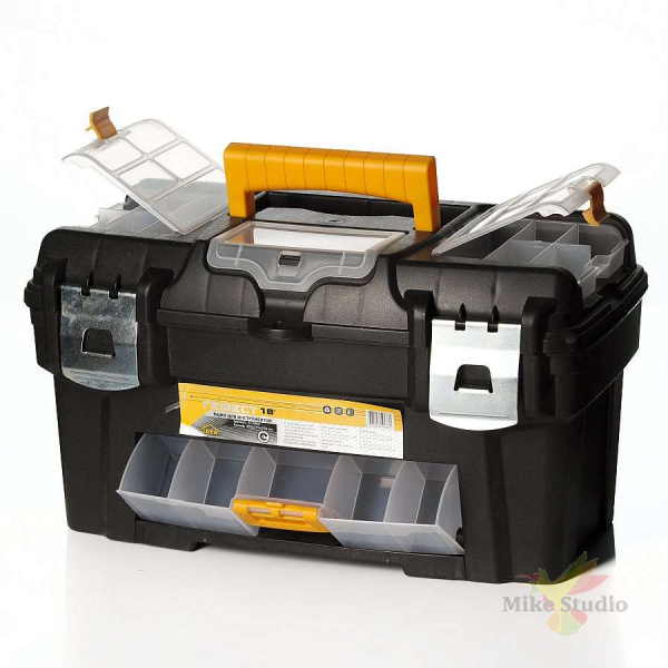 фото Ящик для инструментов "гефест 18", металлически замки (черный с желтым) idea