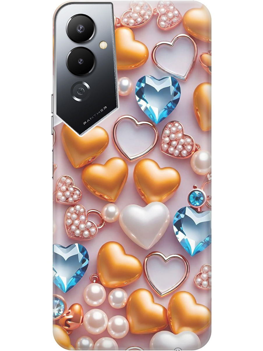 Силиконовый чехол на Tecno Pova 4 с принтом "Украшения и сердечки", Прозрачный;белый;золотистый;голубой, 762091491 
Силиконовый чехол на Tecno Pova 4 с принтом "Украшения и сердечки", Прозрачный;белый;золотистый;голубой, 762091491