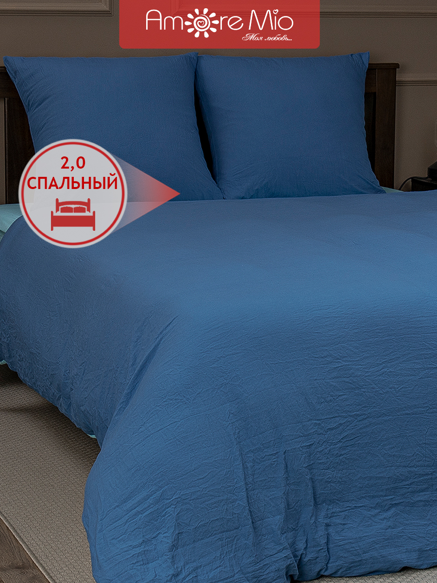 Комплект постельного белья Amore Mio Мако-сатин Жатка 2 спальный микрофибра бирюзовый, Аквамарин 
Комплект постельного белья Amore Mio Мако-сатин Жатка 2 спальный микрофибра бирюзовый, Аквамарин
