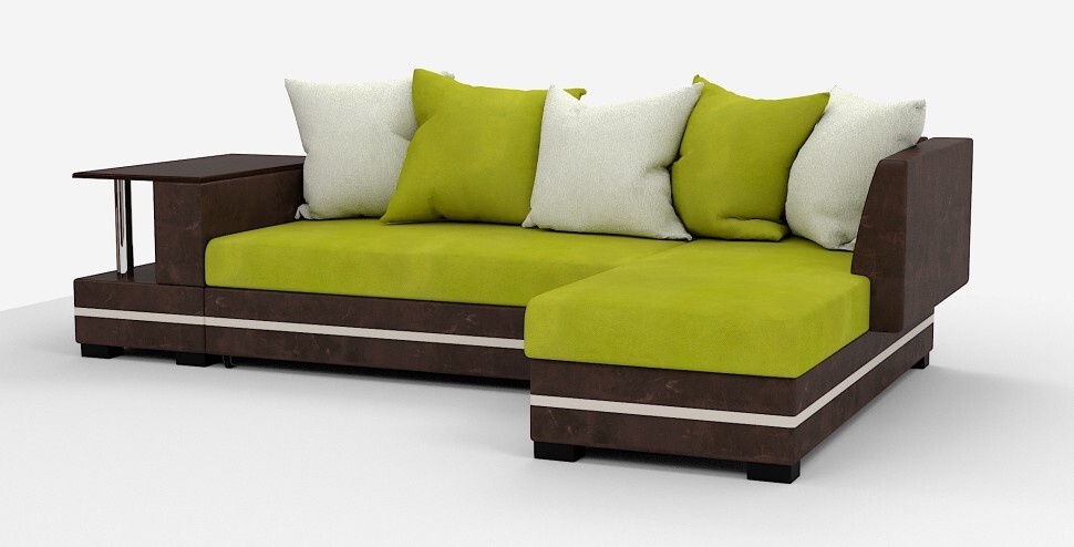 фото Угловой диван атланта люкс велюр яблоко + хаки/коричневая экокожа диваны и кровати