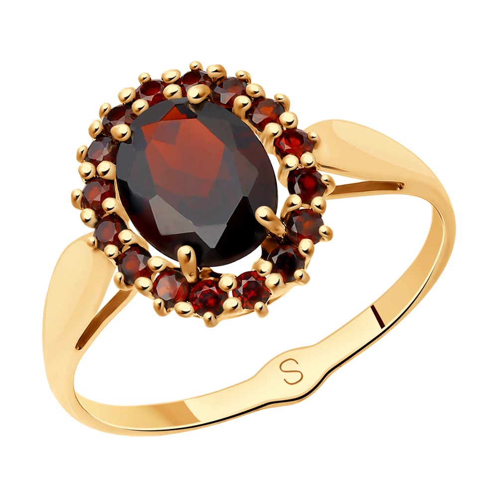 фото Кольцо из красного золота с гранатами р.18.5 sokolov 715310