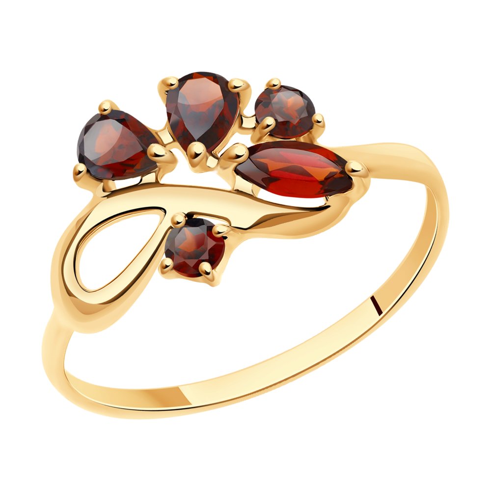 фото Кольцо из красного золота с гранатами р.18.5 sokolov 714609