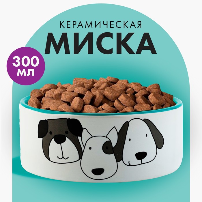 Миска для собак Пушистое счастье Верные друзья, бирюзовая, керамика, 300 мл, Белый;голубой
Миска для собак Пушистое счастье Верные друзья, бирюзовая, керамика, 300 мл, Белый;голубой