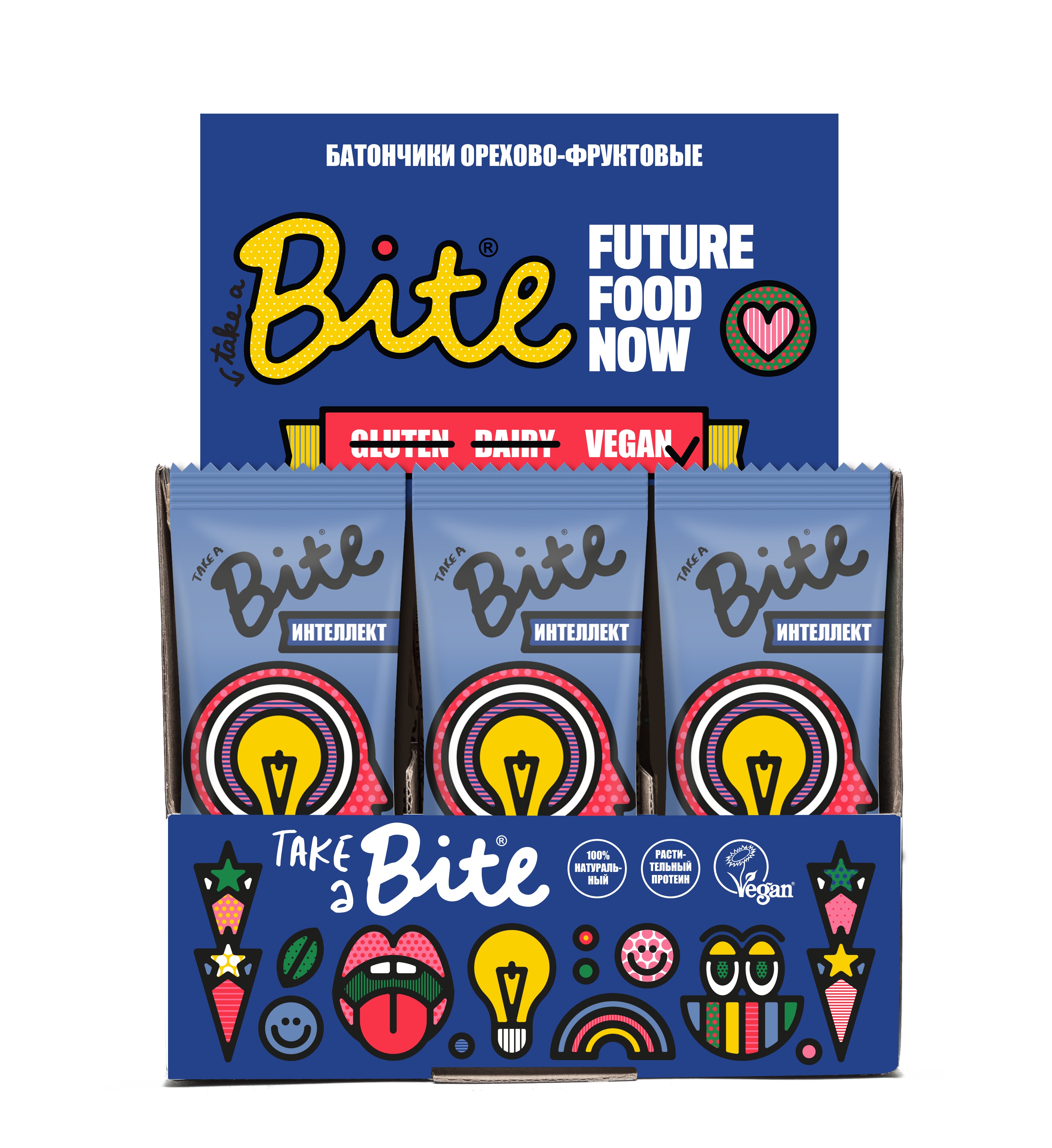 фото Bite батончики bite 45 г, 20 шт, вкус: миндаль-яблоко-корица cyber take a bite
