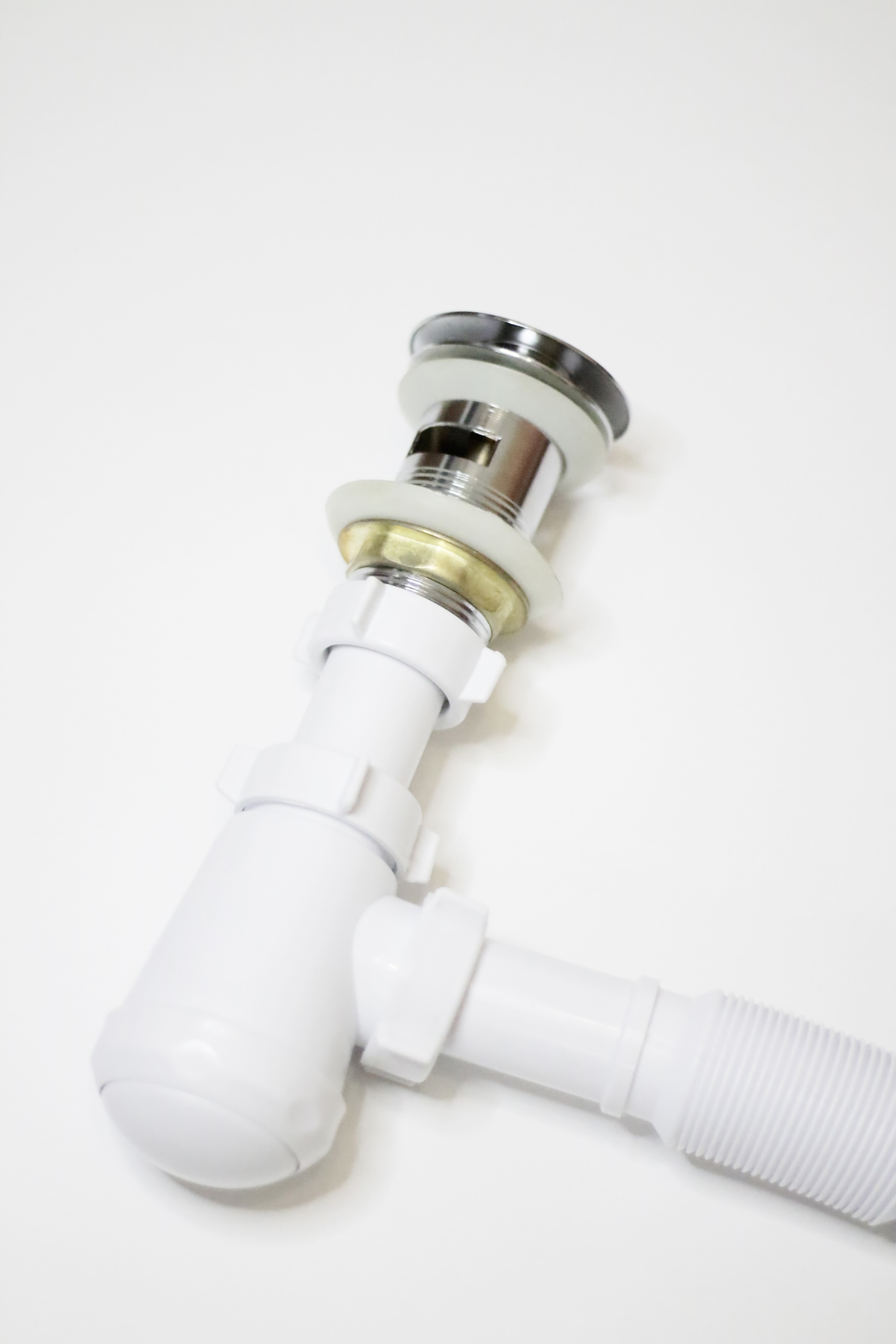 фото Сифон для раковины с хромированным донным клапаном с переливом s-sd10 chrom nobrand