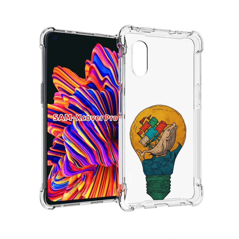 Чехол MyPads кит в лампочке с парусами для Samsung Galaxy Xcover Pro 1, Прозрачный, Tocco