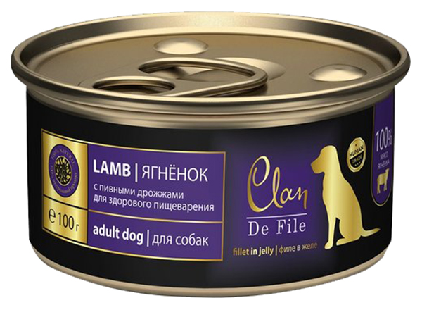 Влажный корм для собак Clan De File Ягненок в желе с юккой и пивными дрожжами, 100 г
Влажный корм для собак Clan De File Ягненок в желе с юккой и пивными дрожжами, 100 г