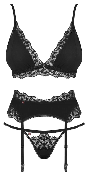 Комплект белья Arisha с поясом для чулок черный L-XL Obsessive, Arisha set with garterbelt
Комплект белья Arisha с поясом для чулок черный L-XL Obsessive, Arisha set with garterbelt
